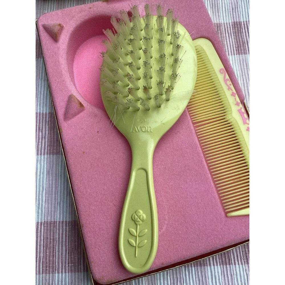 Avon Her Prettiness Brush & Comb Set Vintage Hair Child's Hair Care 1969 Boxed